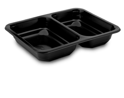 Menu misa, čierna (PP) 227 x 178 x 49 mm 1170 ml (450 + 720)  ( 20ks/bal )
